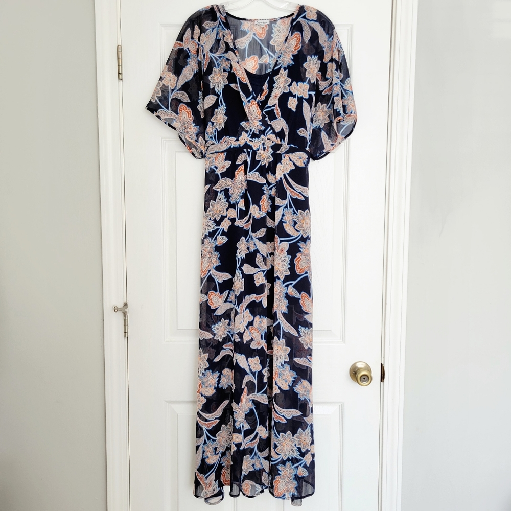 Love, Fire Sheer Floral Maxi Dress M